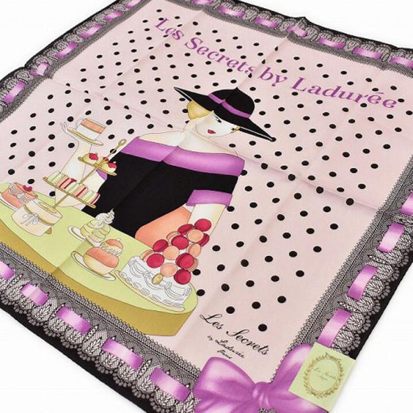 ラデュレ ハンカチ 1枚 レディース ブランド ライト ピンク ドット リボン 女性 婦人