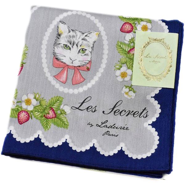 ラデュレ ハンカチ 1枚 レディース ブランド グレー ネイビー ネコ 猫 いちご マカロン ハート...