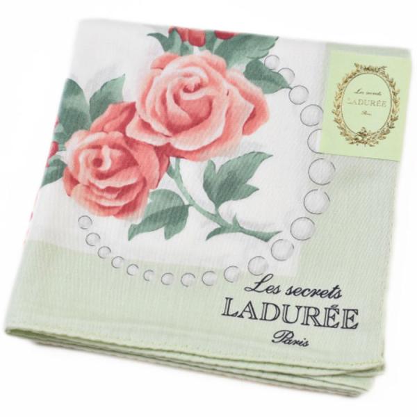 ラデュレ 大判 ハンカチ 1枚 レディース ブランド 白 ライトグリーン フラワー ドレス 鳥かご ...