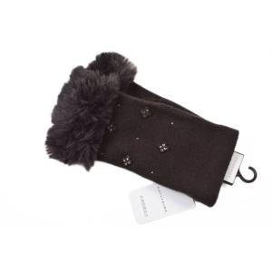 手袋 アンテプリマ レディース 指なし手袋 ウール カシミヤ混 ラインストーン ダークブラウン 21...