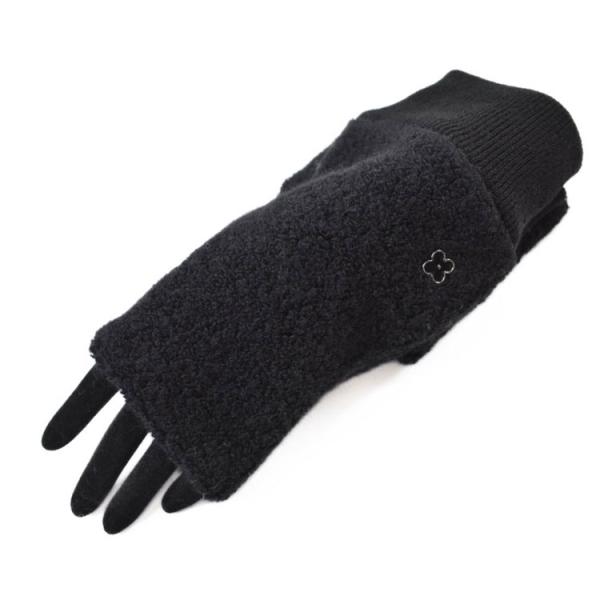 手袋 アンテプリマ レディース ブランド 指なし ボア ウール混 フィオーリ 黒 21-22cm フ...
