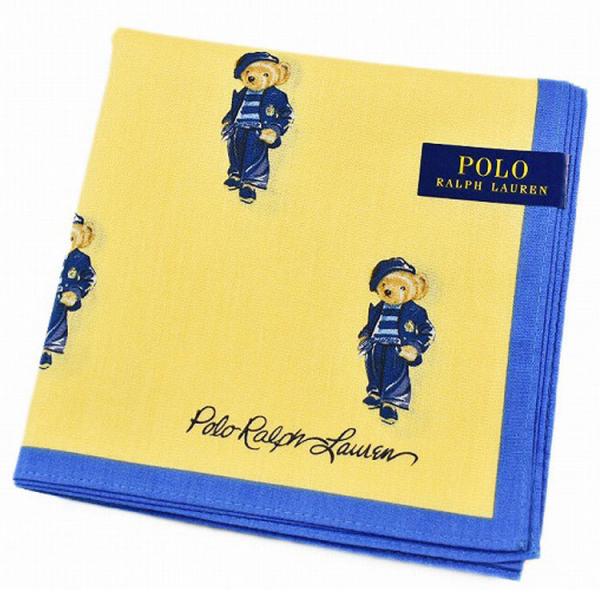ポロ ラルフローレン ハンカチ 1枚 レディース ブランド イエロー ポロベア ロゴ 女性 婦人