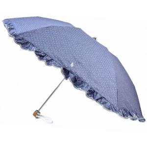★自由子★未使用ラルフローレン★ブルー白ボーダー晴雨兼用折畳み傘 晴雨兼用自動開閉日傘】ポロ ラルフ ローレン (POLO RALPH