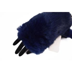 手袋 レディース 指なし ジル スチュアート ブランド ウール カシミヤ混 ラビット ファー ネイビ...