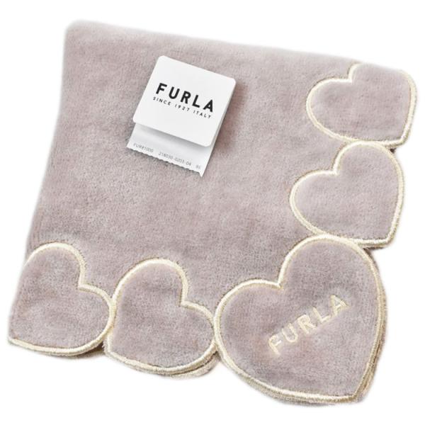 フルラ タオル ハンカチ 1枚 レディース 綿 ブランド ハイブランド グレージュ ロゴ ハート 刺...