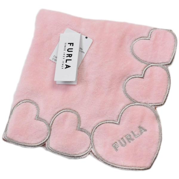 フルラ タオルハンカチ 1枚 レディース 綿 ブランド ハイブランド ピンク ロゴ ハート 刺繍 女...