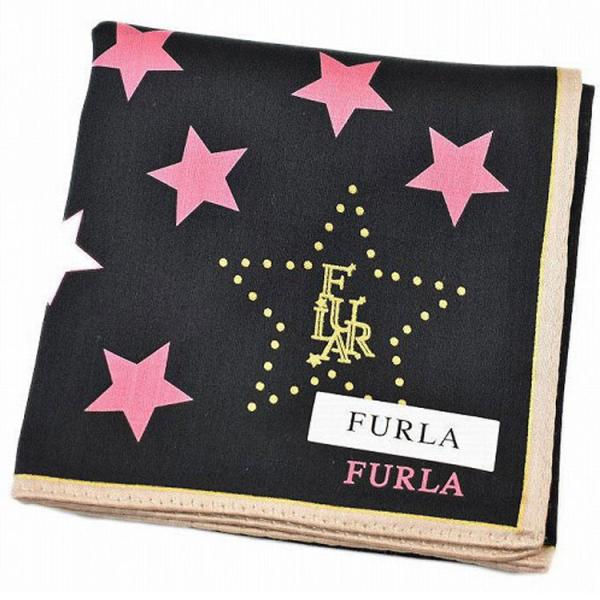 ハンカチ プレゼント 1枚 レディース 女性 フルラ ブランド 黒 ブラック スター 婦人