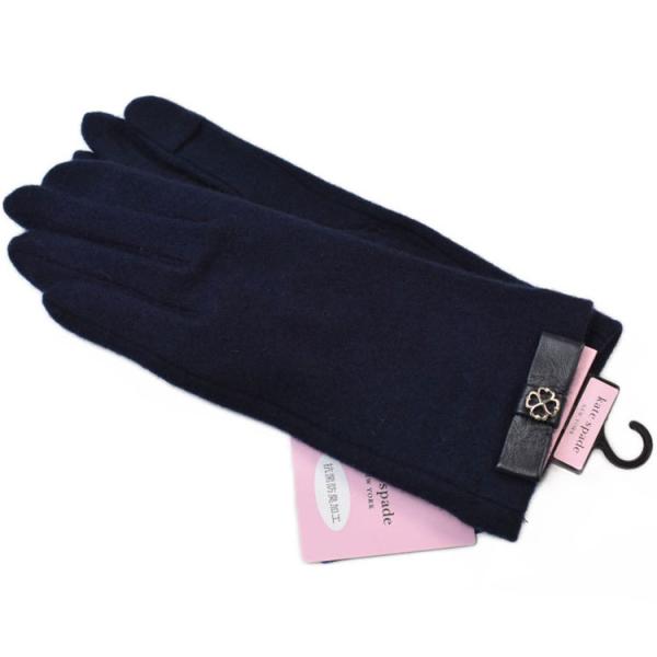 ケイトスペード ニューヨーク 手袋 レディース ウール カシミヤ 混 レザー リボン スマホ対応 指...