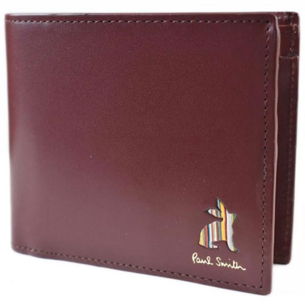 二つ折り 財布 ポールスミス メンズ マーケトリーストライプラビット フラップ 専用箱付 ワイン ボ...