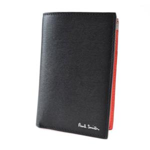カードケース メンズ ポールスミス ブランド Paul Smith ストローグレイン 二つ折り 専用箱付 黒 ブラック 男性 紳士 本革 イタリア製 VPS382