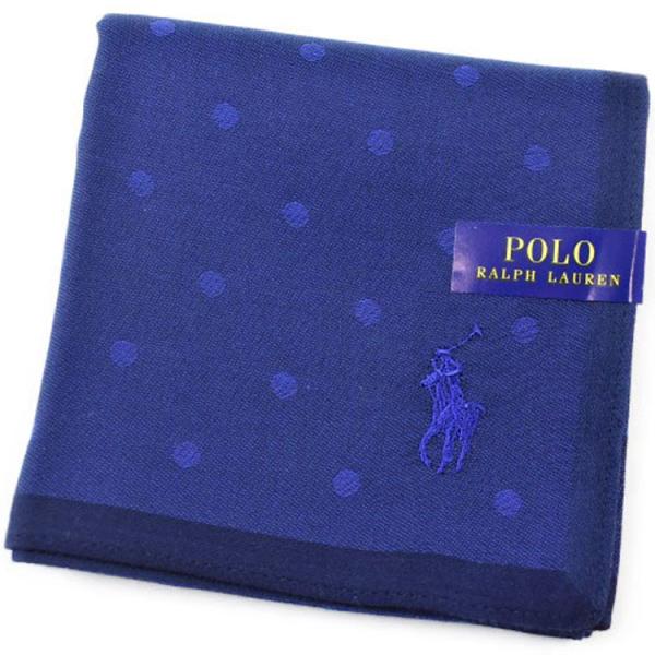 ハンカチ メンズ ポロ ラルフローレン ハンカチ 綿 ブランド  ネイビー ドット ブルー ロゴ