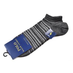 メンズ 靴下 1足 くるぶし ショートソックス ポロ ラルフローレン 夏用 綿麻混 グレー 25〜2...