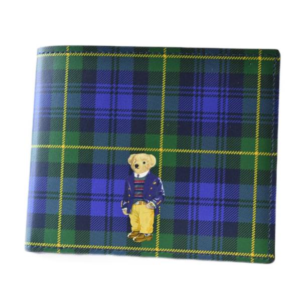 財布 メンズ 二つ折り ポロ ラルフローレン ブランド タータンチェック ポロベア フラップ 専用箱...