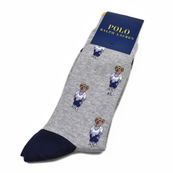 ポロ ラルフローレン 靴下 1足 メンズ ブランド グレー イエロー ネイビー ジャガード 織 ベア...