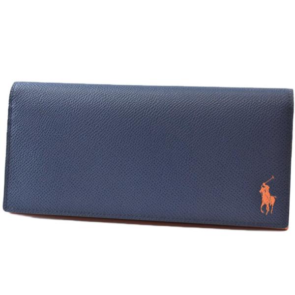 ポロ ラルフローレン 長財布 財布 メンズ ブランド コントラスト レザー 箱付 紺 ネイビー かぶ...
