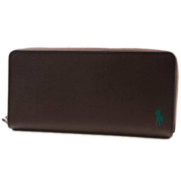 ポロ ラルフローレン 長財布 ラウンドファスナー メンズ コントラストレザー Withカラーポニー ...