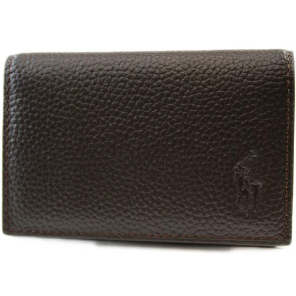 ポロ ラルフローレン カードケース 名刺入れ メンズ ブランド シュリンクレザー ロゴ フラップ 箱...