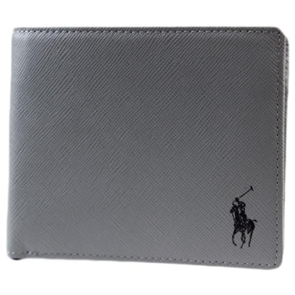二つ折り 財布 ポロ ラルフローレン メンズ ブランド サフィアーノレザー 専用箱付 グレー 黒 ブ...