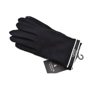 手袋 メンズ ランバン コレクション ブランド ウール 混 ロゴ デザイン スマホ対応 黒 ブラック...
