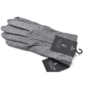 手袋 メンズ ランバン コレクション ブランド カシミヤ 100％ ステッチ グレー 23〜24cm スマホ対応 男性 紳士 グローブ 防寒