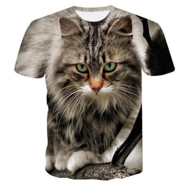 【値下げ】3Dプリント猫 Tシャツ半袖メンズ レディース ネコ男女兼用コスプレ おもしろネコ柄ヒップ...