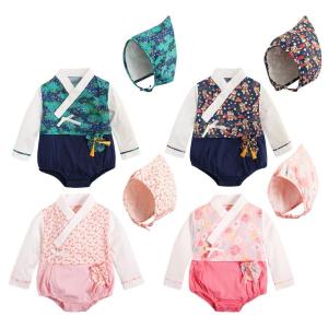 袴ロンパース 男の子 女の子 オーガニックコットンカバーオール ベビー服 男 女 お食い初め 服装 お宮参り 赤ちゃん 服装 百日祝い 服 初節句衣装｜cure-store
