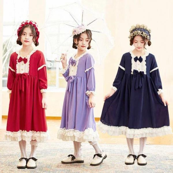 ロリータ ワンピース 子供服 Lolita コスプレ 子ども 女の子 長袖 ドレス 蝶結び 可愛い ...