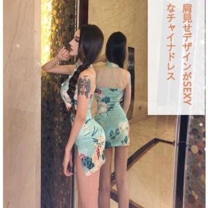 チャイナドレス風 キャバ嬢 プリント タイトワ...の詳細画像3