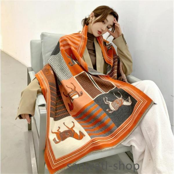 【値下げ】大 ホース柄 ストール ショール マフラー 馬柄 カシミヤ ブランケット 暖かいスカーフ ...