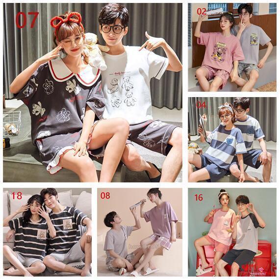 パジャマ 夏 可愛い ルームウェア 半袖 ペアルック お揃い レディース メンズ カップル 上下セッ...