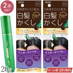 日高昆布エキス 白髪かくしスティック ダークブラウン 20g◆2本セット ノック式 やわらかブラシ 日本製 白髪用染毛料 TKCN-003DB メール便送料無料 白髪ぼかし