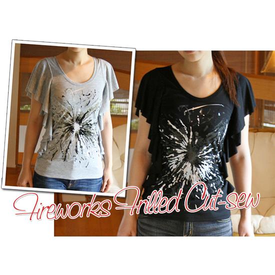 Adonisis アドニシス ファイヤーワーク スプリント フリルスリーブ ロングトップス （返品交...