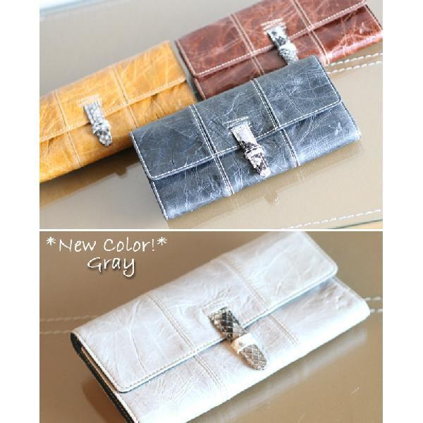 （2BUY35％OFF対象商品）AinSoph アインソフ ヘビ革ベルト 長財布 Lサイズ 送料無料...