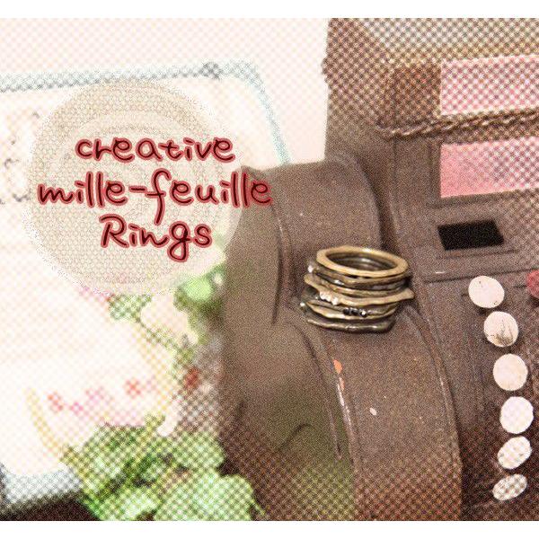 クリエイティブ ミルフィーユリング〜スクエア＆ジュエル 重ねづけ 指輪 ８点セット レディース 女性...