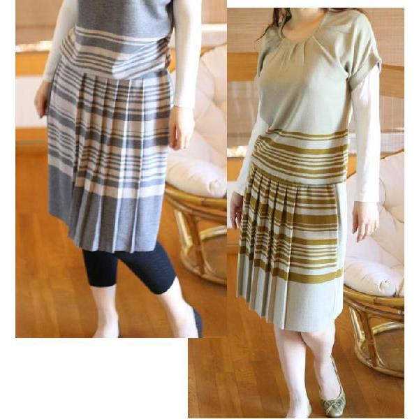 選べるレディース服3点福袋対象商品 14Gタックライン 膝丈 ニットスカート 返品交換ギフト包装不可...