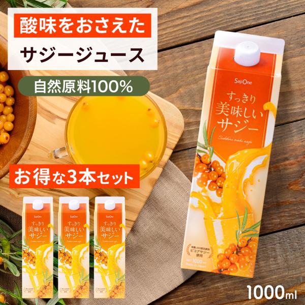 サジージュース すっきり美味しいサジー 1000ml 3本セット 鉄分補給 SajiOne オレンジ...