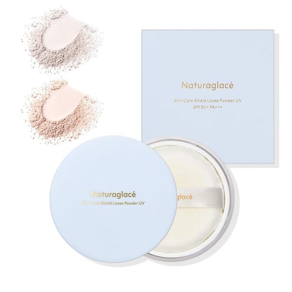 NEW ナチュラグラッセ スキンケアシールド ルースパウダー UV 全2色 パフ付き SPF50+ ...
