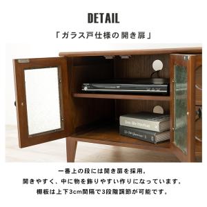 テレビ台 幅90 完成品 レトロガラス ローボ...の詳細画像2