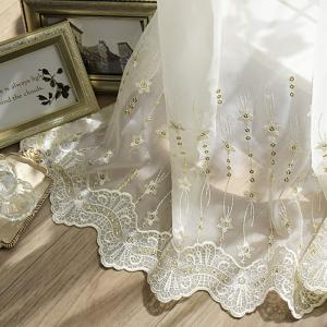 カフェカーテン【ピコ様オーダー品　　スパンコールスカラップレース　のれんダブル】 カフェカーテン【ピコ様オーダー品 スパンコールスカラップ