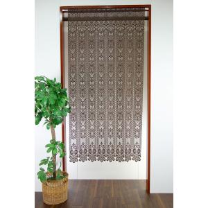 のれん 暖簾 レースのれん 間仕切り 目隠し 爽やか バテン調 8つ割れ 日本製 スクリーンカーテン 幅85cm 丈170cm ホワイト ブラウン