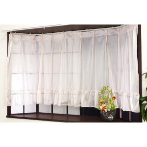 レースカーテン 出窓用 おしゃれ ストライプ 1枚入 中継ぎナシ 日本製