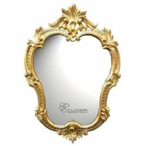 クラシック調フレーム 楕円 横 リボン ウォールミラーゴールド