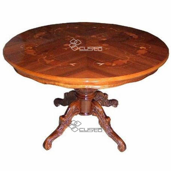 ダイニングテーブル 丸　艶有り　イタリアテーブル　イタリア家具　イタリア雑貨　インテリア　象嵌テーブ...