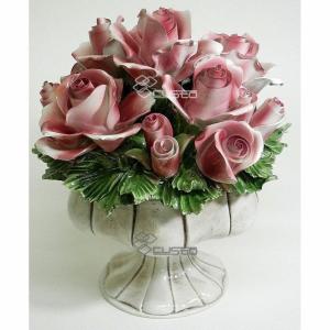 イタリア製　陶器　陶花　スワン　白鳥　薔薇 フランス 80s 白鳥 スワン 陶器 小物入れ 置物 ヴィンテージ