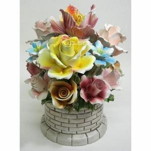 陶器 陶花 大小の様々な花 インテリア イタリア置物 イタリア雑貨