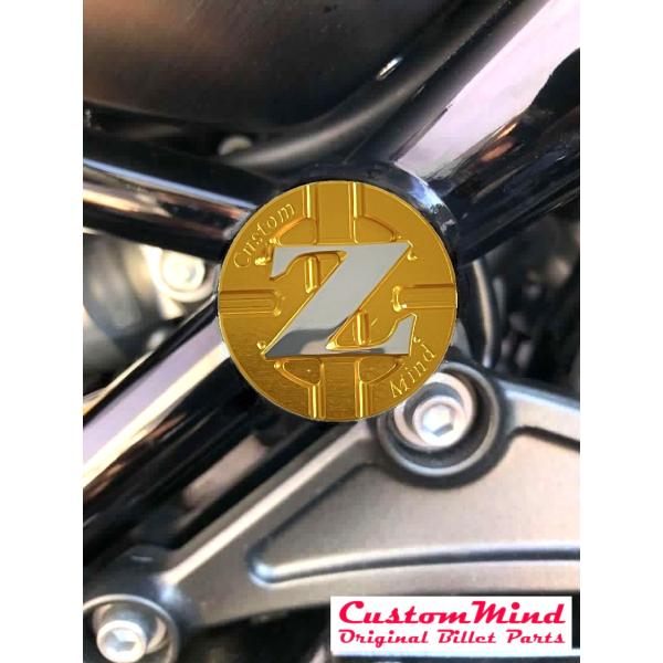 z900rs(2018モデル~)フレームホールプラグ2(Mサイズ)アルミ削り出し光沢アルマイトゴール...