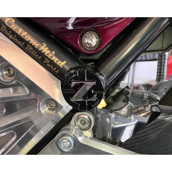 ゼファー1100/400/X用フレームホールプラグ2Zアルマイトブラック文字面研磨