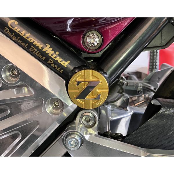 ゼファー1100/400/X用フレームホールプラグ2Z光沢アルマイトゴールド文字面研磨