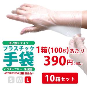 プラスチックグローブ（パウダーフリー・粉なし）100枚入／Lサイズ