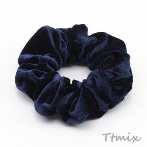 シュシュ ベルベット ネイビー 無地 おしゃれ...の詳細画像1